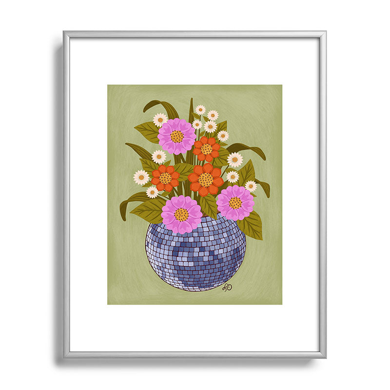 1970s Disco Ball Flower Pot  Framed Art Print