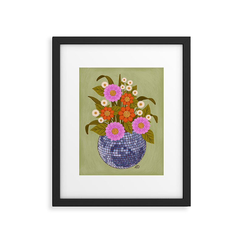 1970s Disco Ball Flower Pot  Framed Art Print