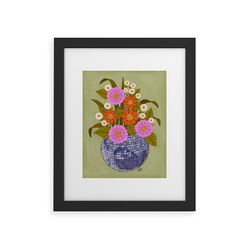 1970s Disco Ball Flower Pot  Framed Art Print