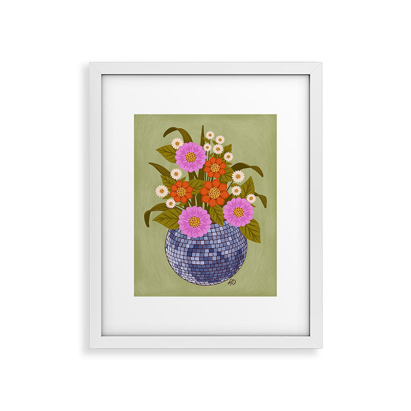 1970s Disco Ball Flower Pot  Framed Art Print