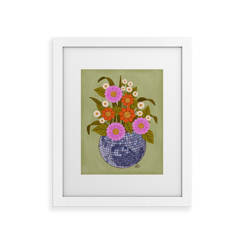 1970s Disco Ball Flower Pot  Framed Art Print