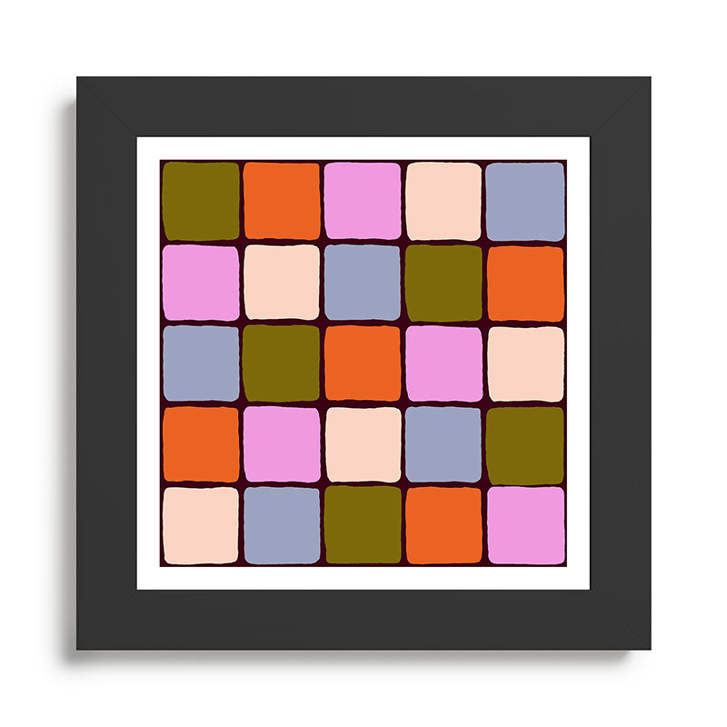 1970s Disco Dancefloor Checkerboard Pattern Framed Art Print