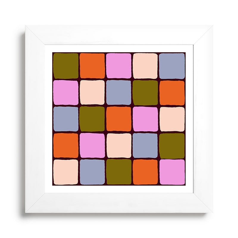 1970s Disco Dancefloor Checkerboard Pattern Framed Art Print