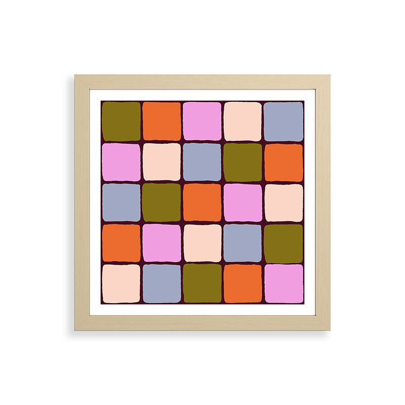 1970s Disco Dancefloor Checkerboard Pattern Framed Art Print