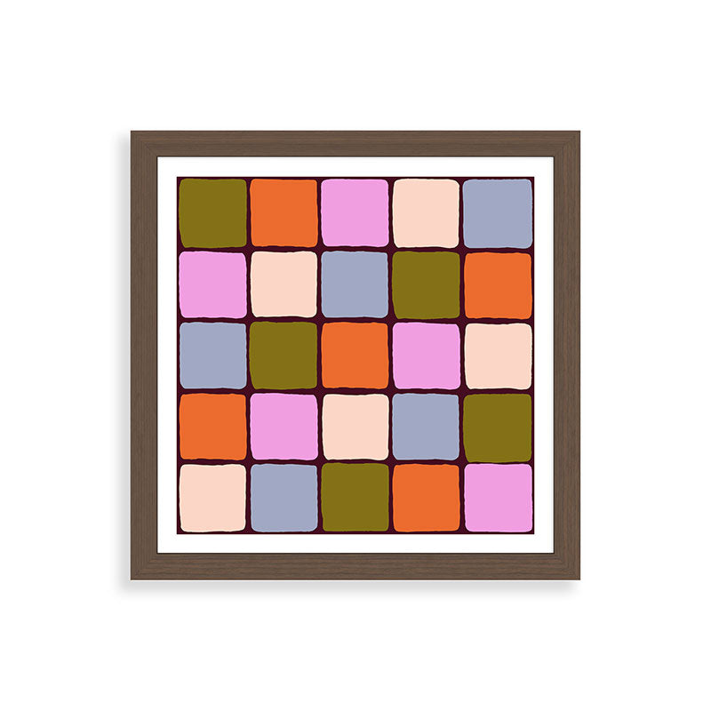 1970s Disco Dancefloor Checkerboard Pattern Framed Art Print