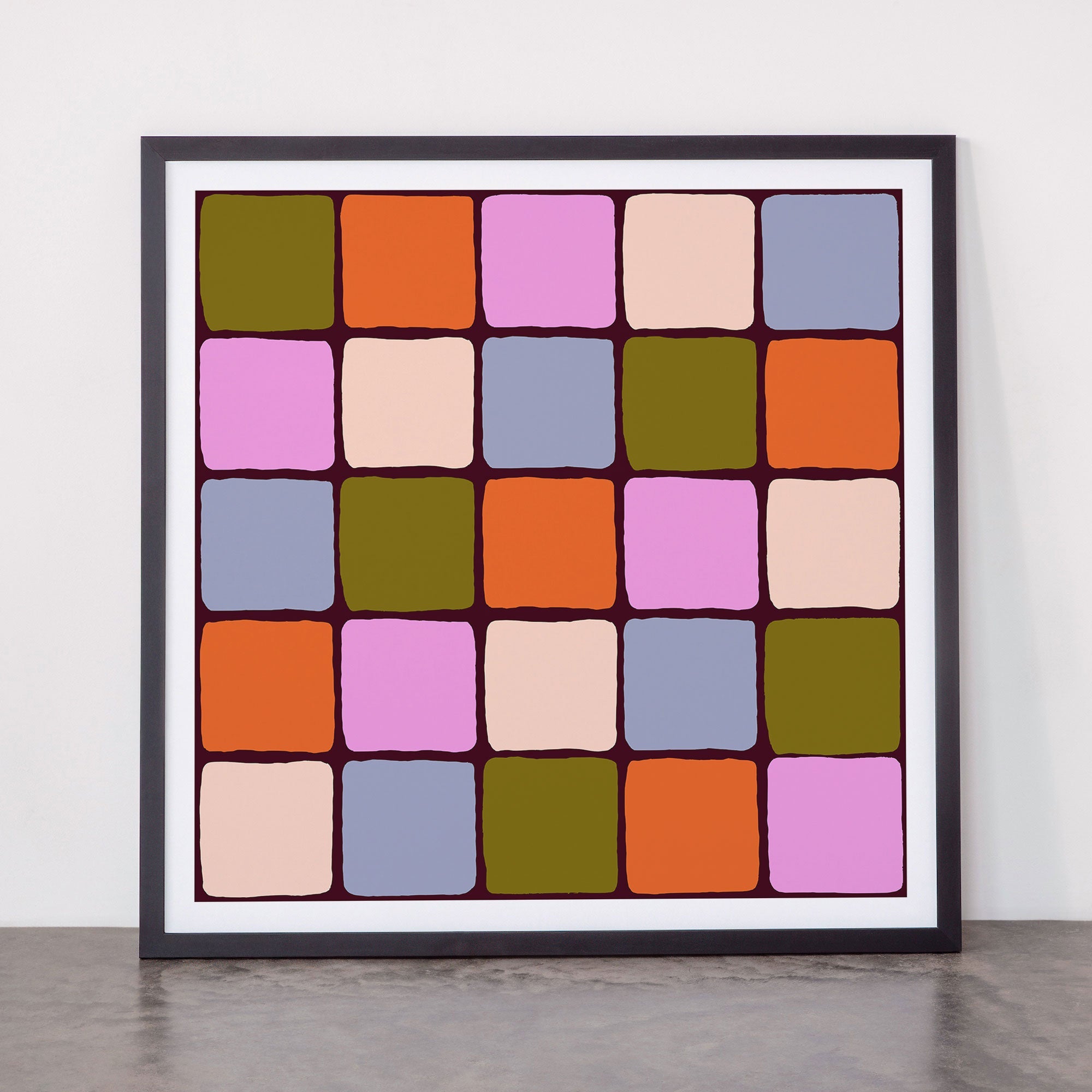 1970s Disco Dancefloor Checkerboard Pattern Framed Art Print