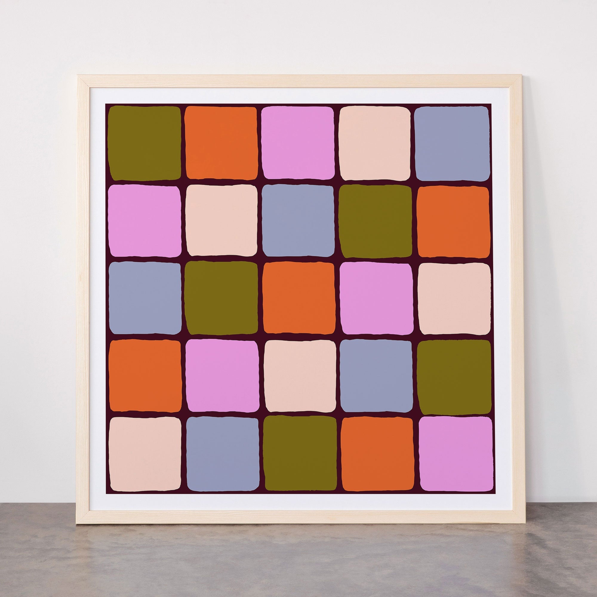 1970s Disco Dancefloor Checkerboard Pattern Framed Art Print
