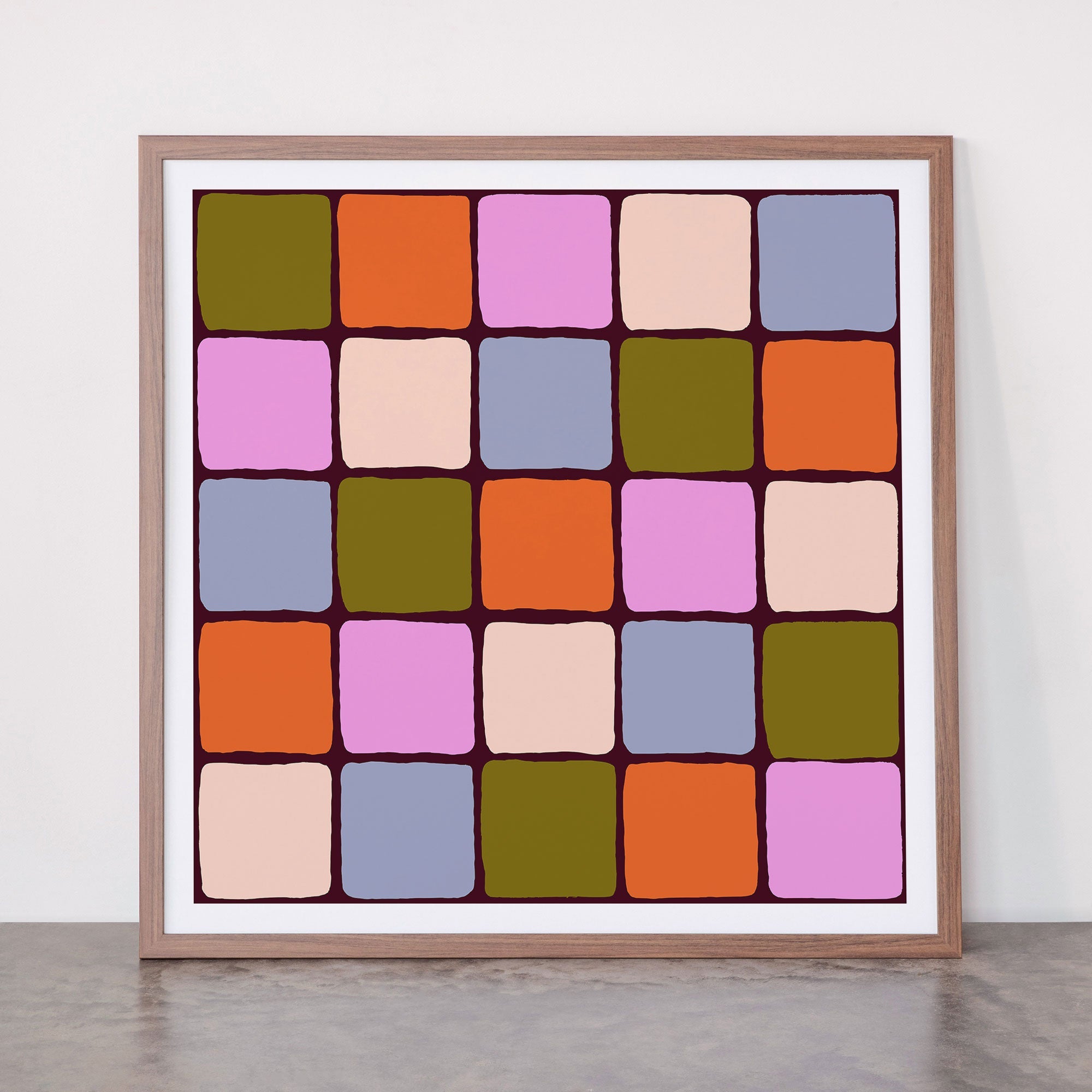 1970s Disco Dancefloor Checkerboard Pattern Framed Art Print