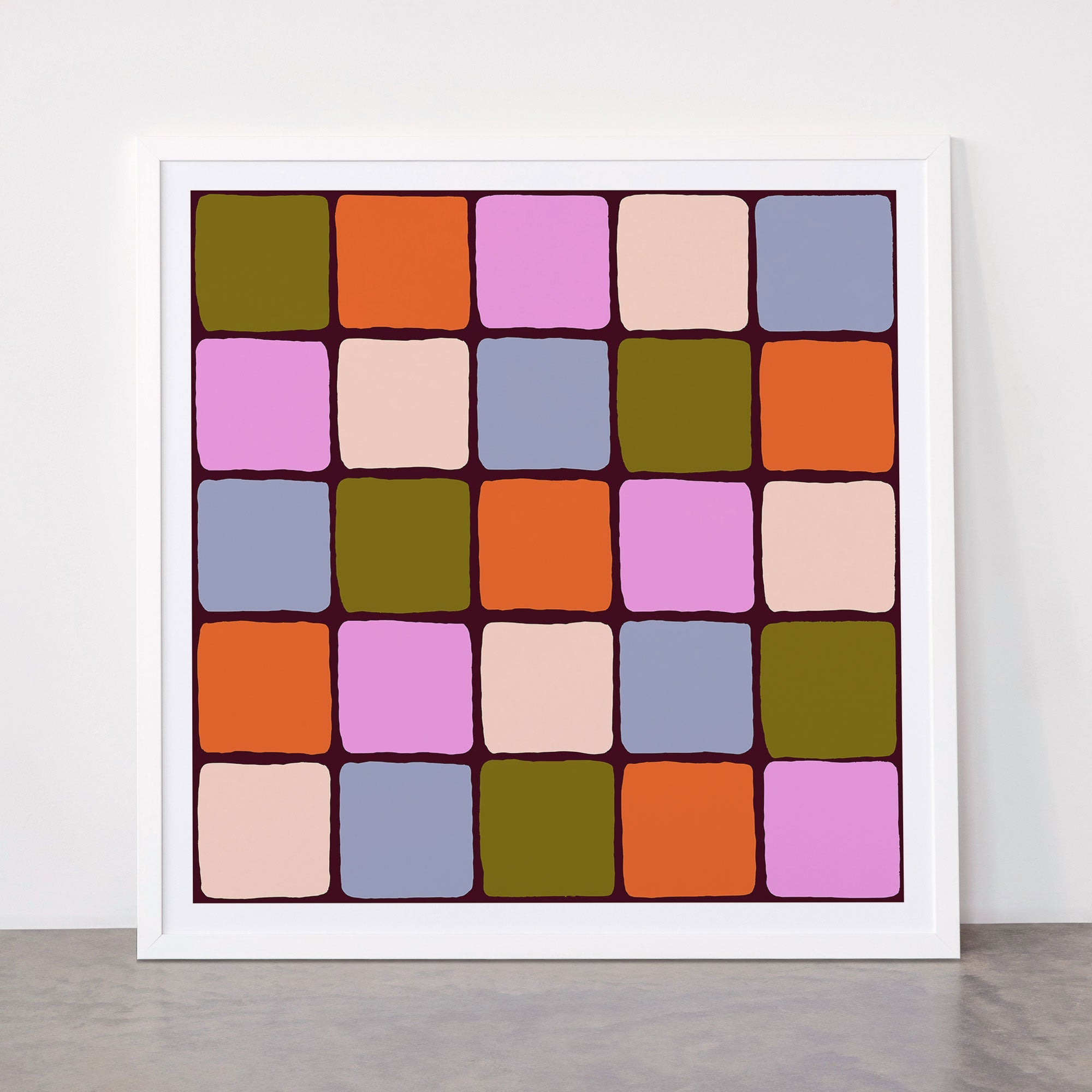 1970s Disco Dancefloor Checkerboard Pattern Framed Art Print
