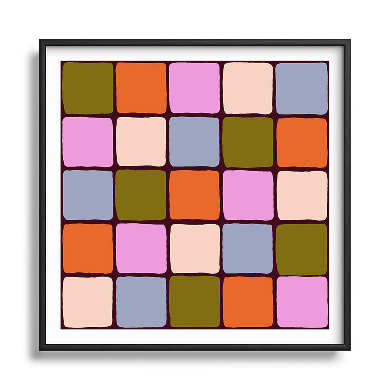 1970s Disco Dancefloor Checkerboard Pattern Framed Art Print