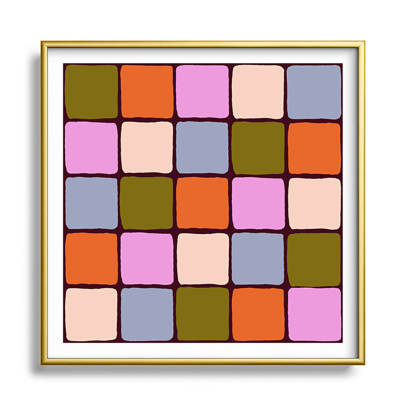 1970s Disco Dancefloor Checkerboard Pattern Framed Art Print
