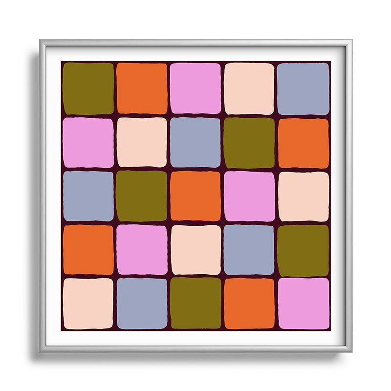 1970s Disco Dancefloor Checkerboard Pattern Framed Art Print