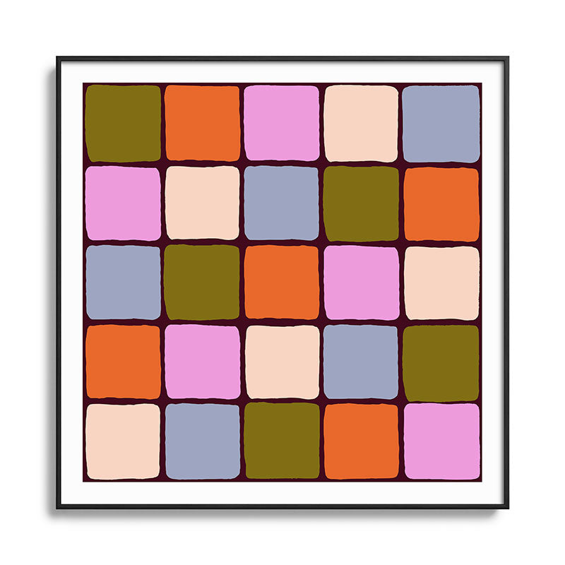 1970s Disco Dancefloor Checkerboard Pattern Framed Art Print
