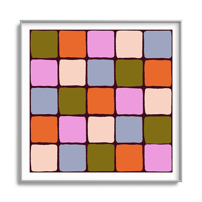 1970s Disco Dancefloor Checkerboard Pattern Framed Art Print