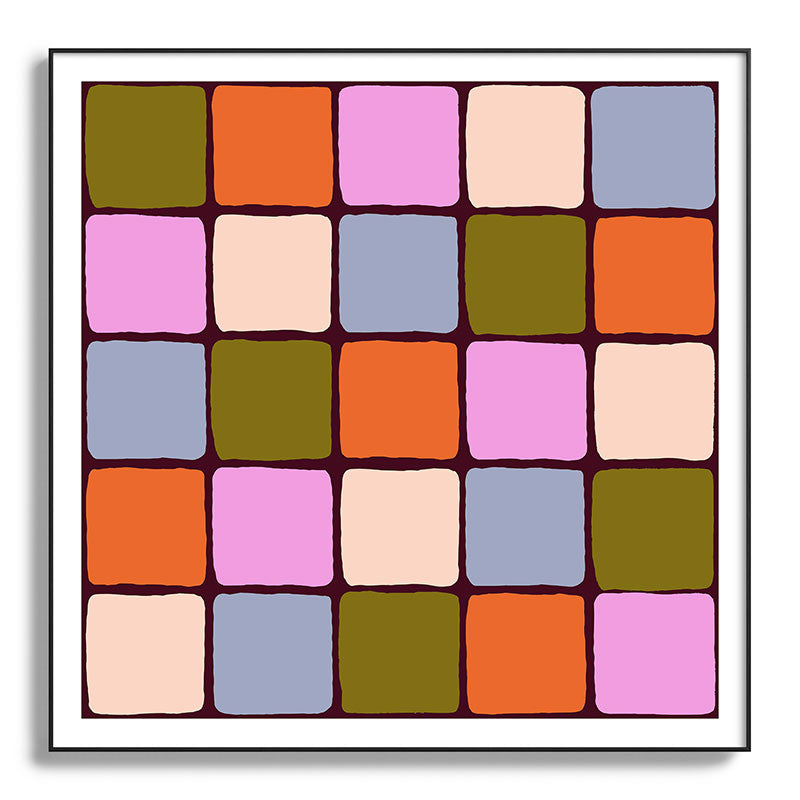 1970s Disco Dancefloor Checkerboard Pattern Framed Art Print