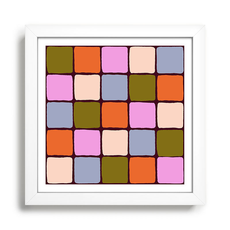 1970s Disco Dancefloor Checkerboard Pattern Framed Art Print