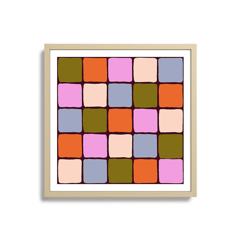1970s Disco Dancefloor Checkerboard Pattern Framed Art Print