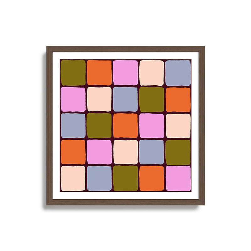 1970s Disco Dancefloor Checkerboard Pattern Framed Art Print