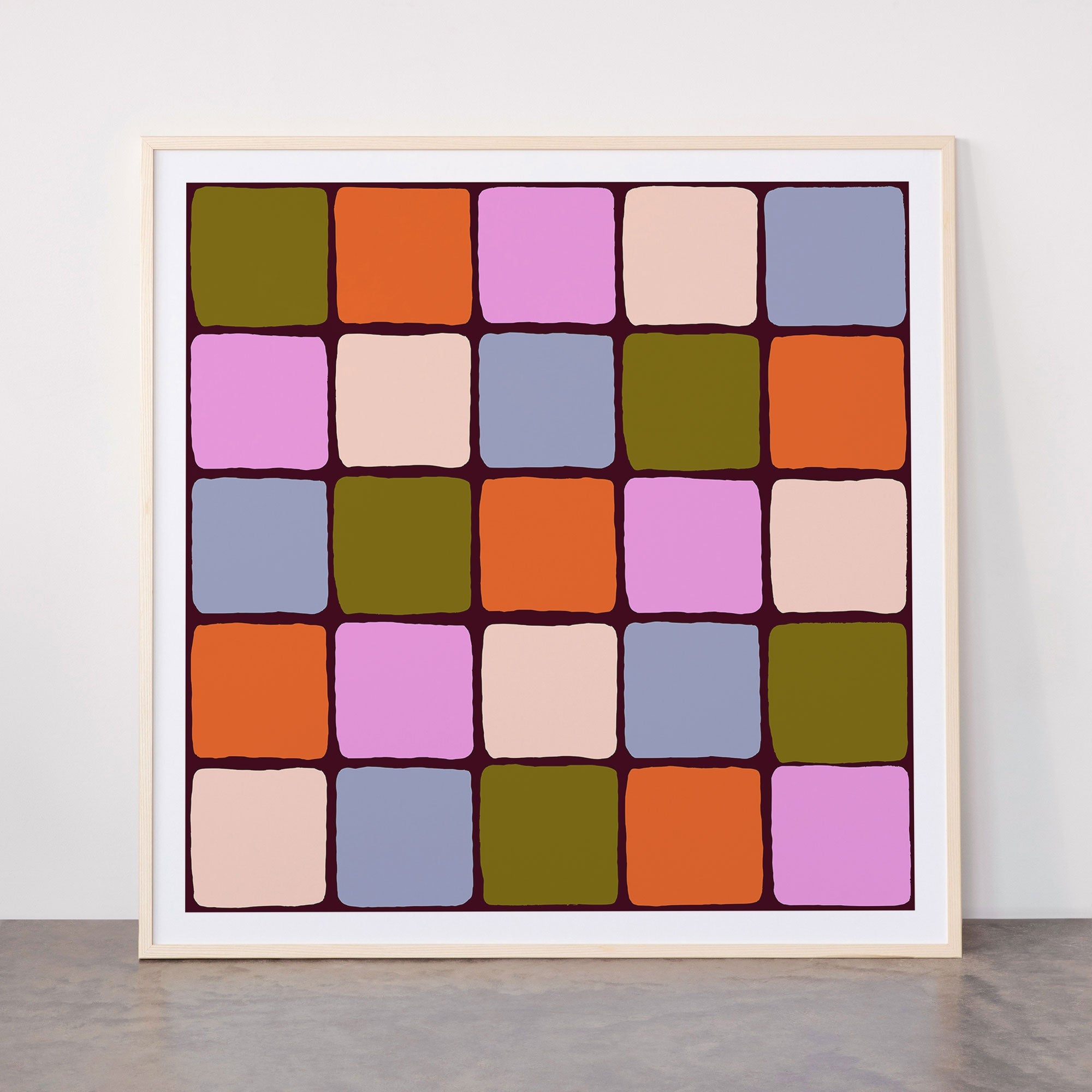 1970s Disco Dancefloor Checkerboard Pattern Framed Art Print