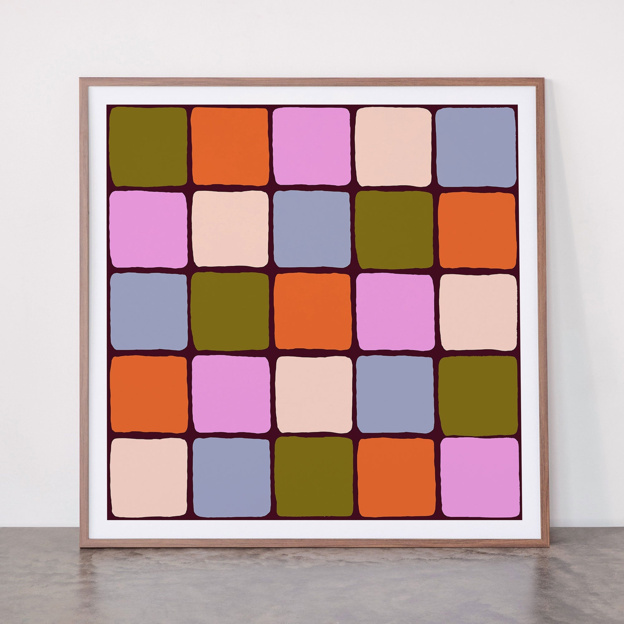 1970s Disco Dancefloor Checkerboard Pattern Framed Art Print