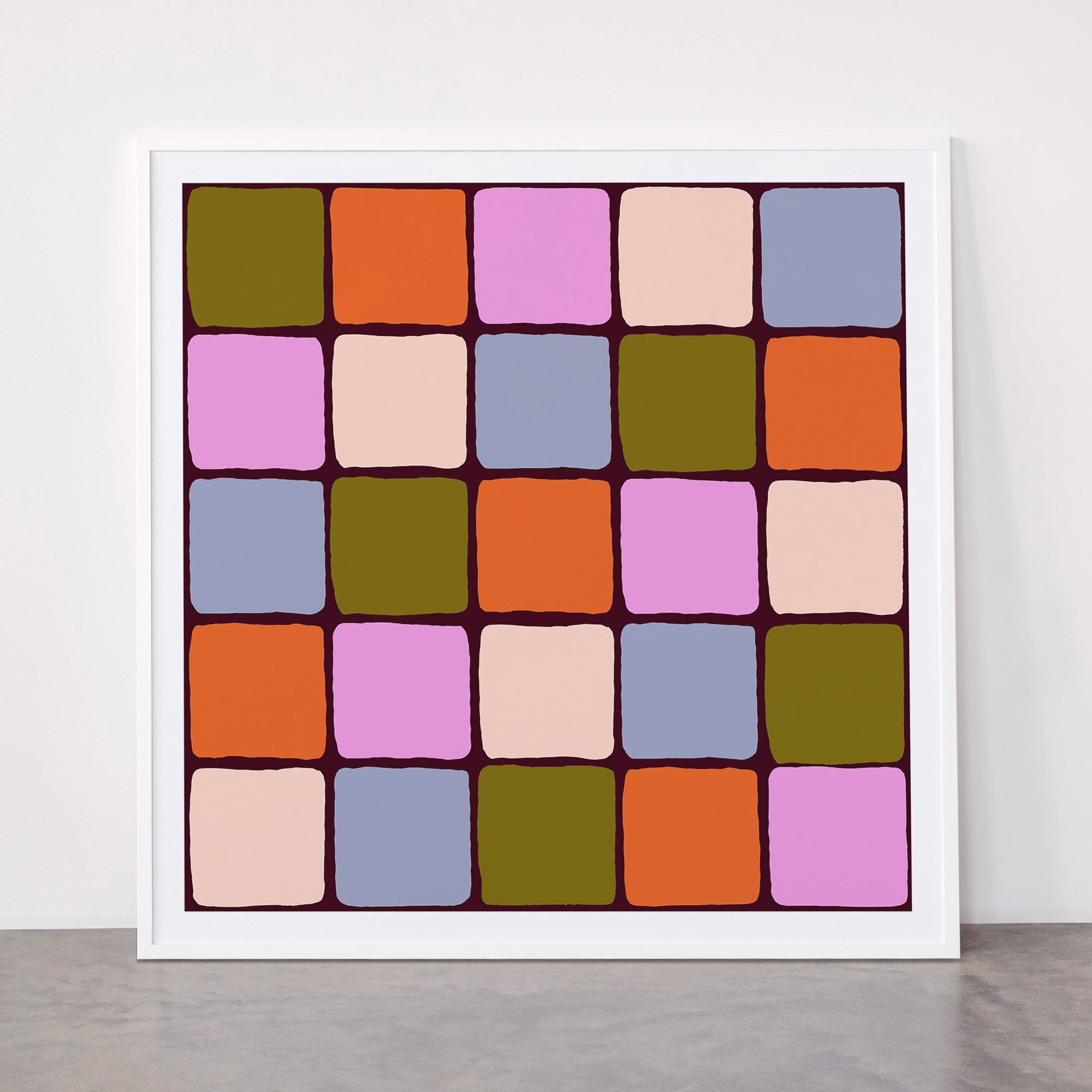 1970s Disco Dancefloor Checkerboard Pattern Framed Art Print