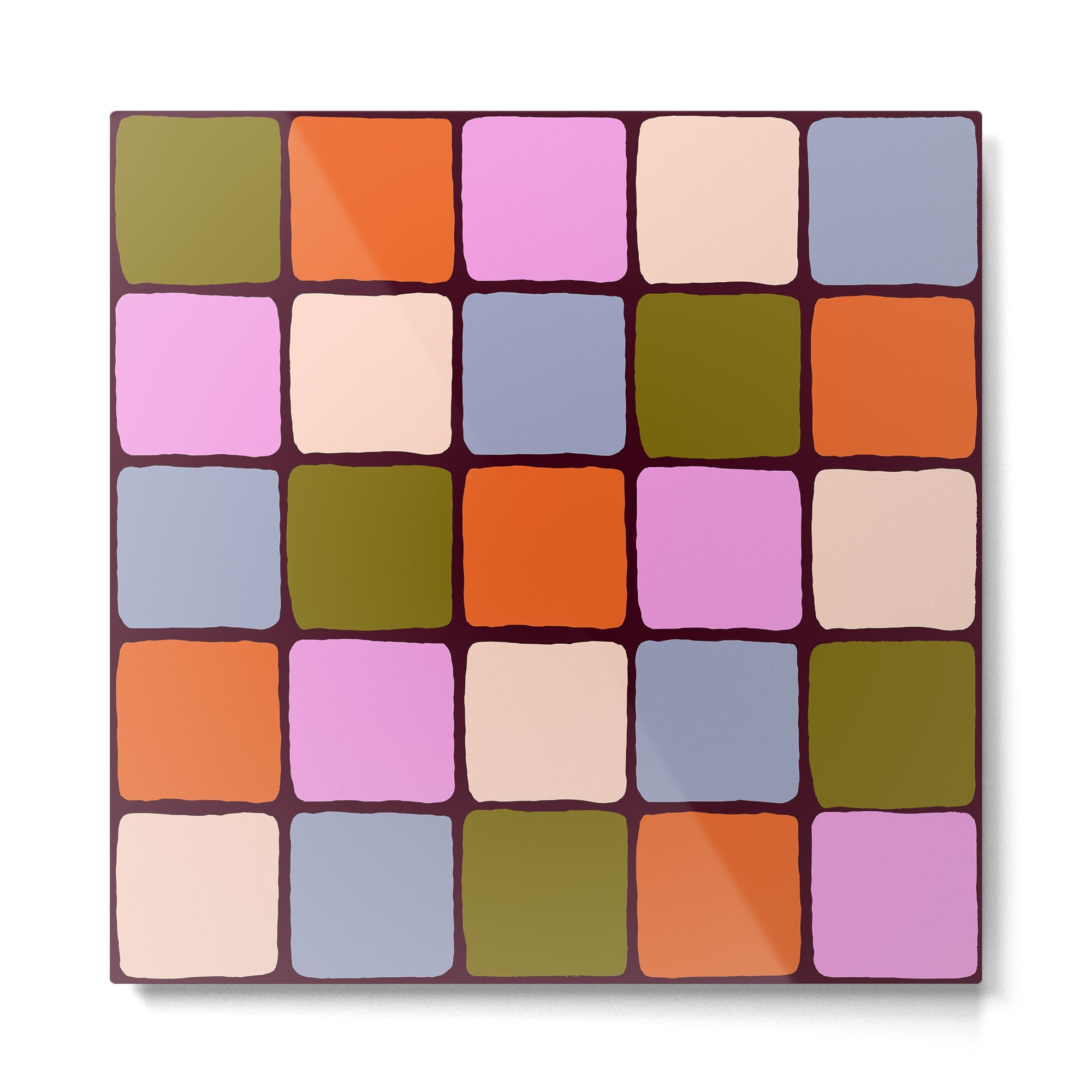 1970s Disco Dancefloor Checkerboard Pattern Metal Print