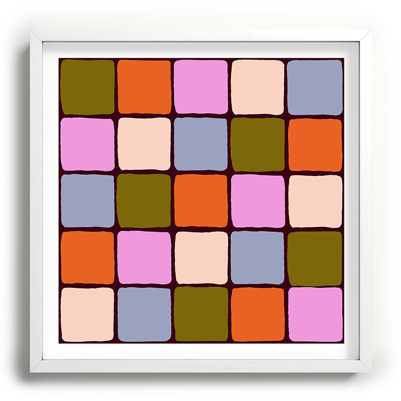 1970s Disco Dancefloor Checkerboard Pattern Framed Art Print