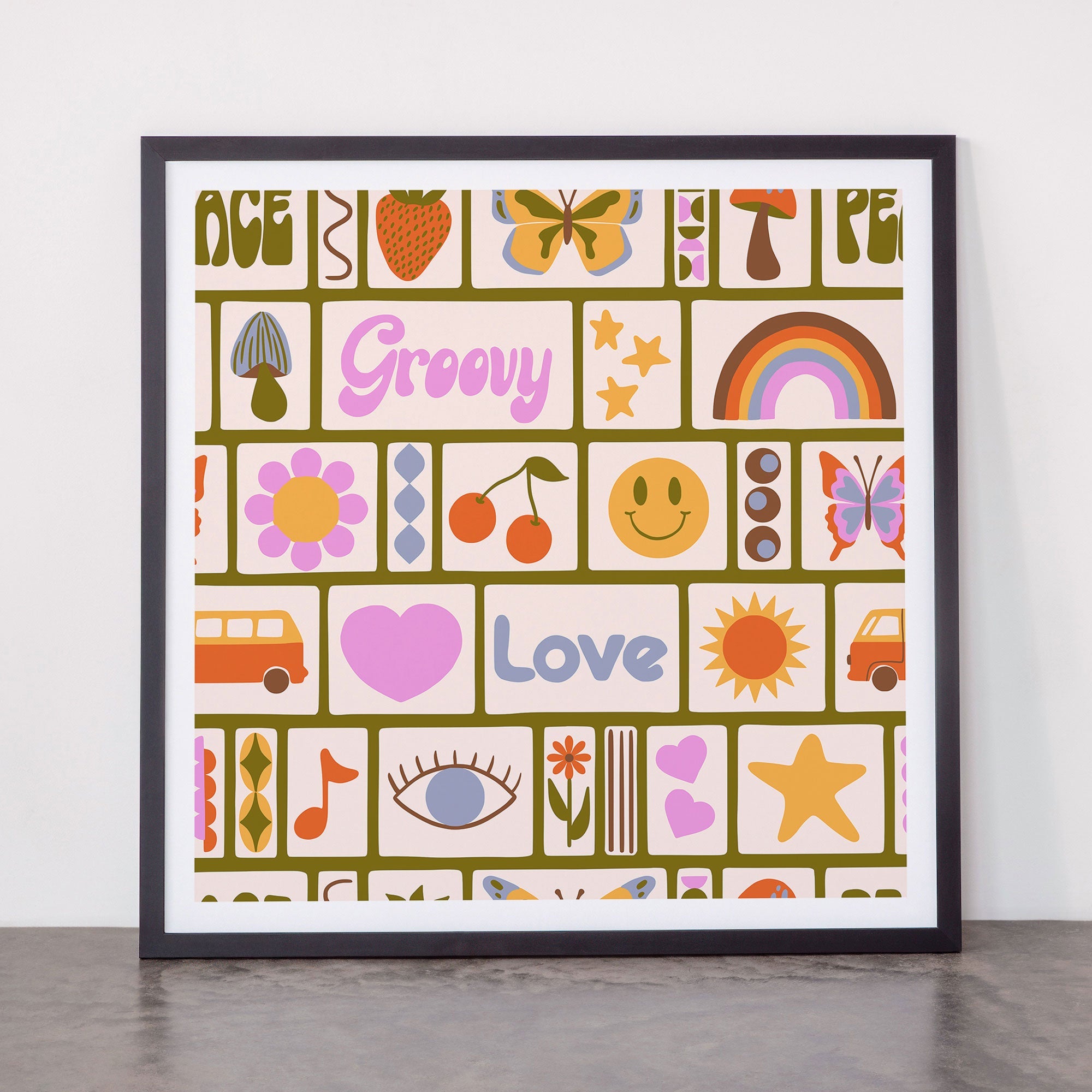 1970s Retro Pop Culture Icons Framed Art Print