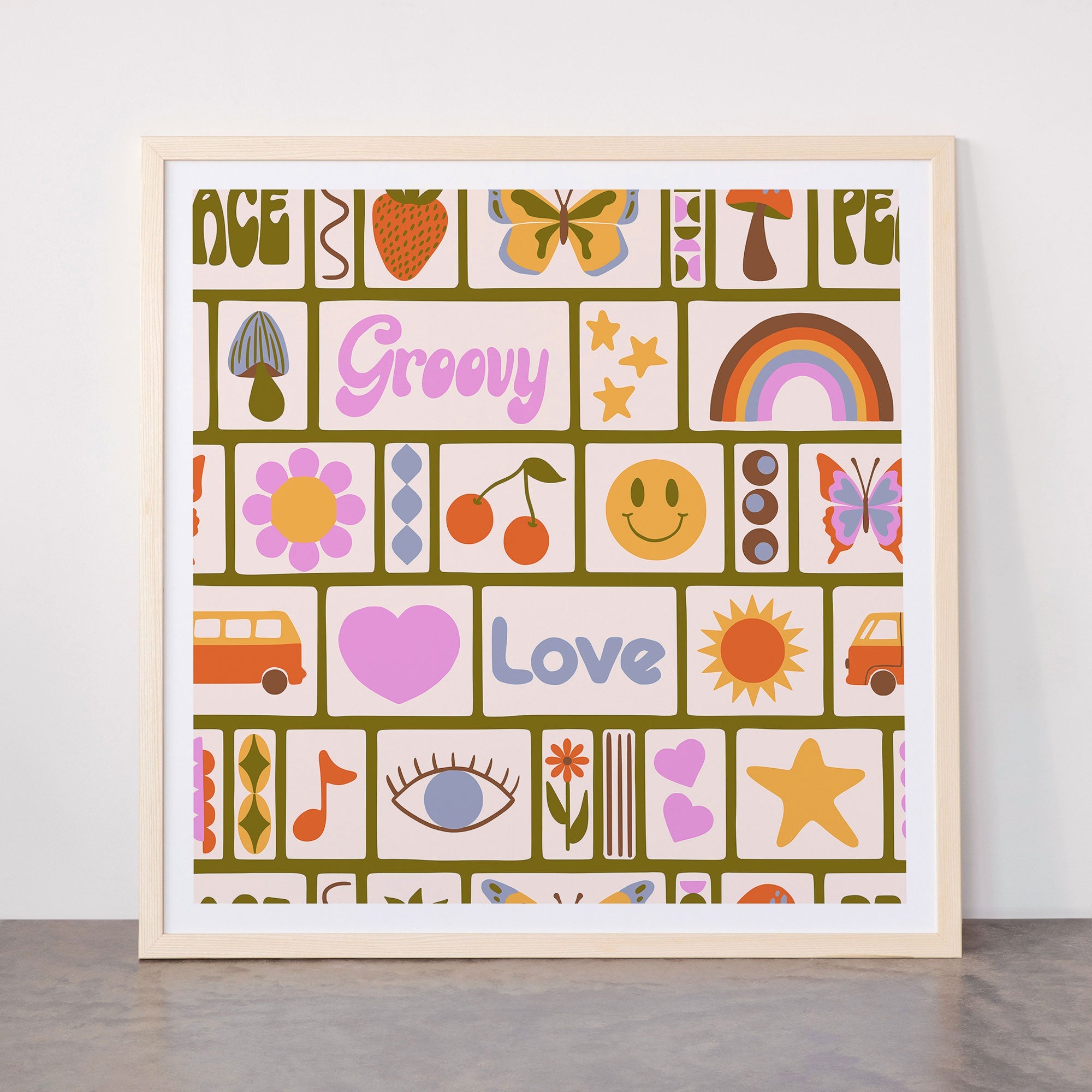 1970s Retro Pop Culture Icons Framed Art Print