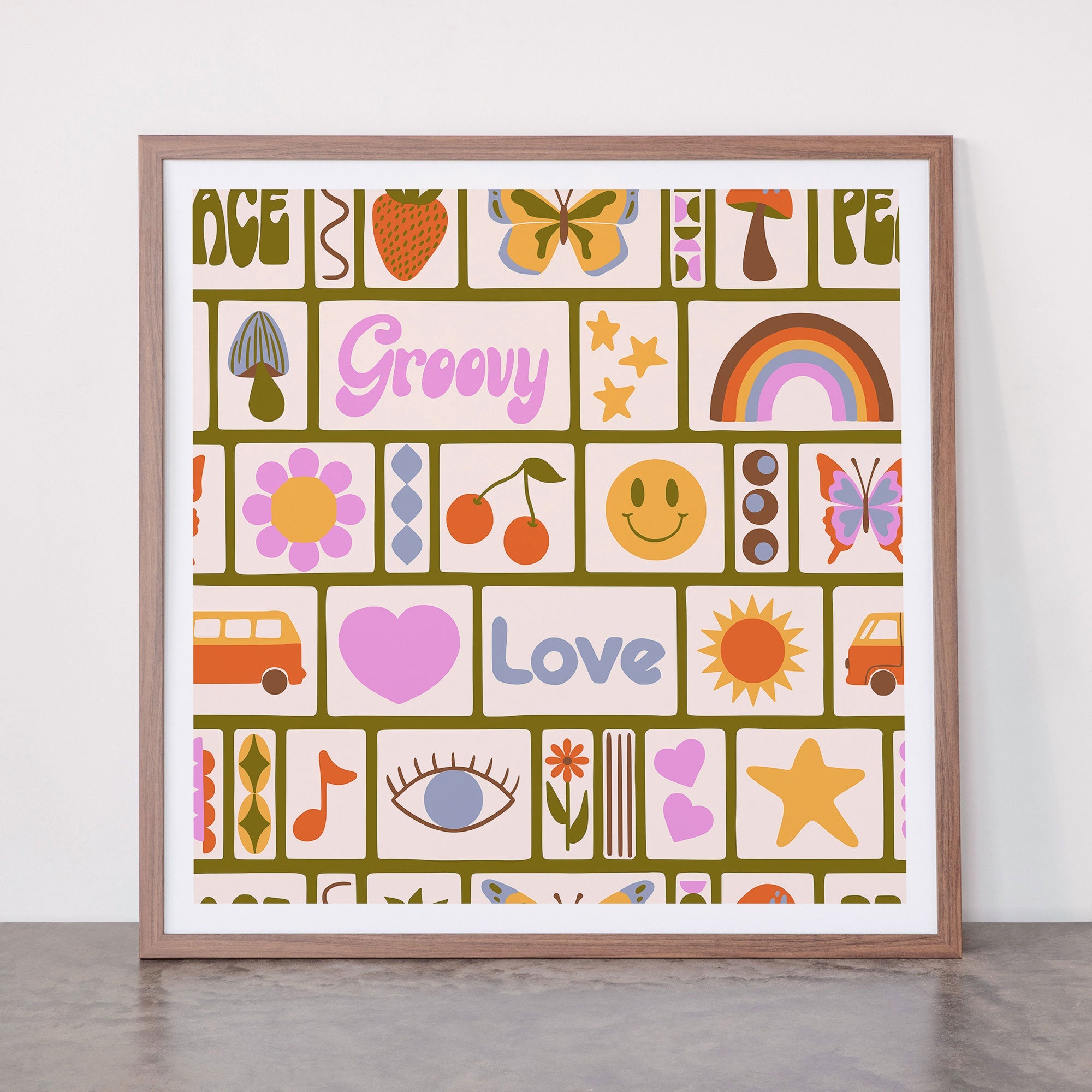 1970s Retro Pop Culture Icons Framed Art Print
