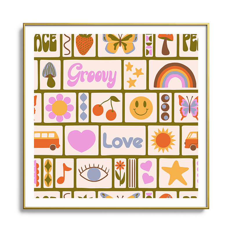 1970s Retro Pop Culture Icons Framed Art Print