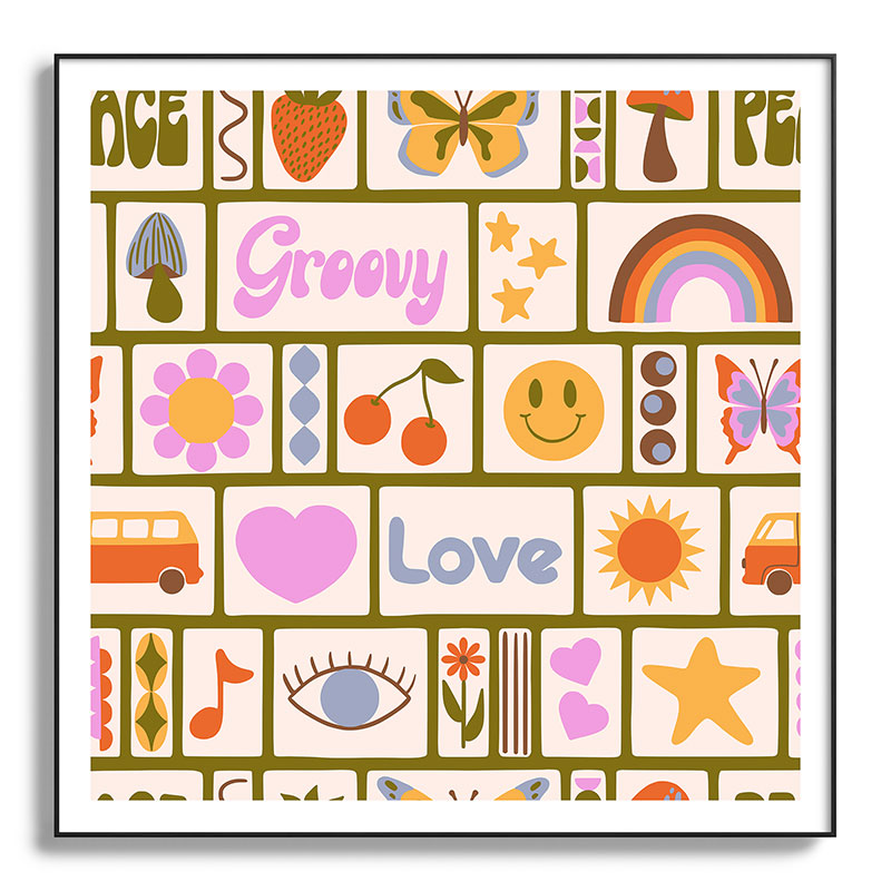 1970s Retro Pop Culture Icons Framed Art Print