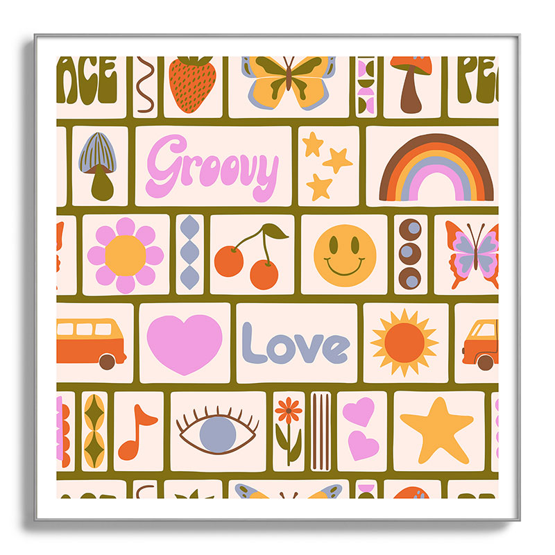 1970s Retro Pop Culture Icons Framed Art Print