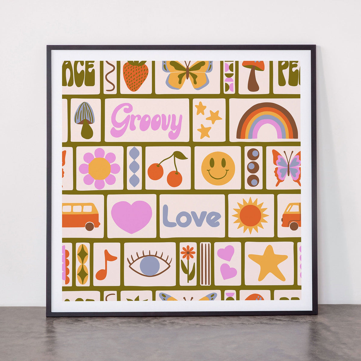 1970s Retro Pop Culture Icons Framed Art Print