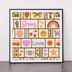 1970s Retro Pop Culture Icons Framed Art Print