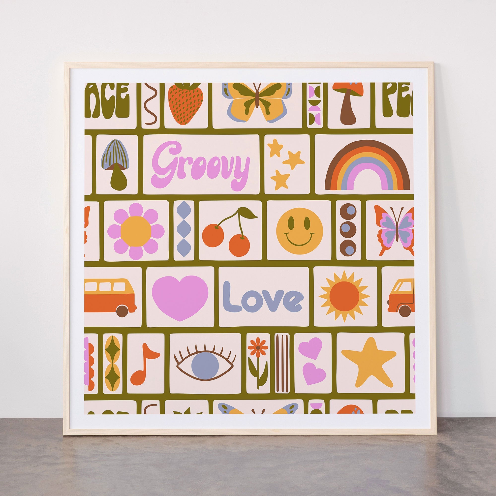 1970s Retro Pop Culture Icons Framed Art Print