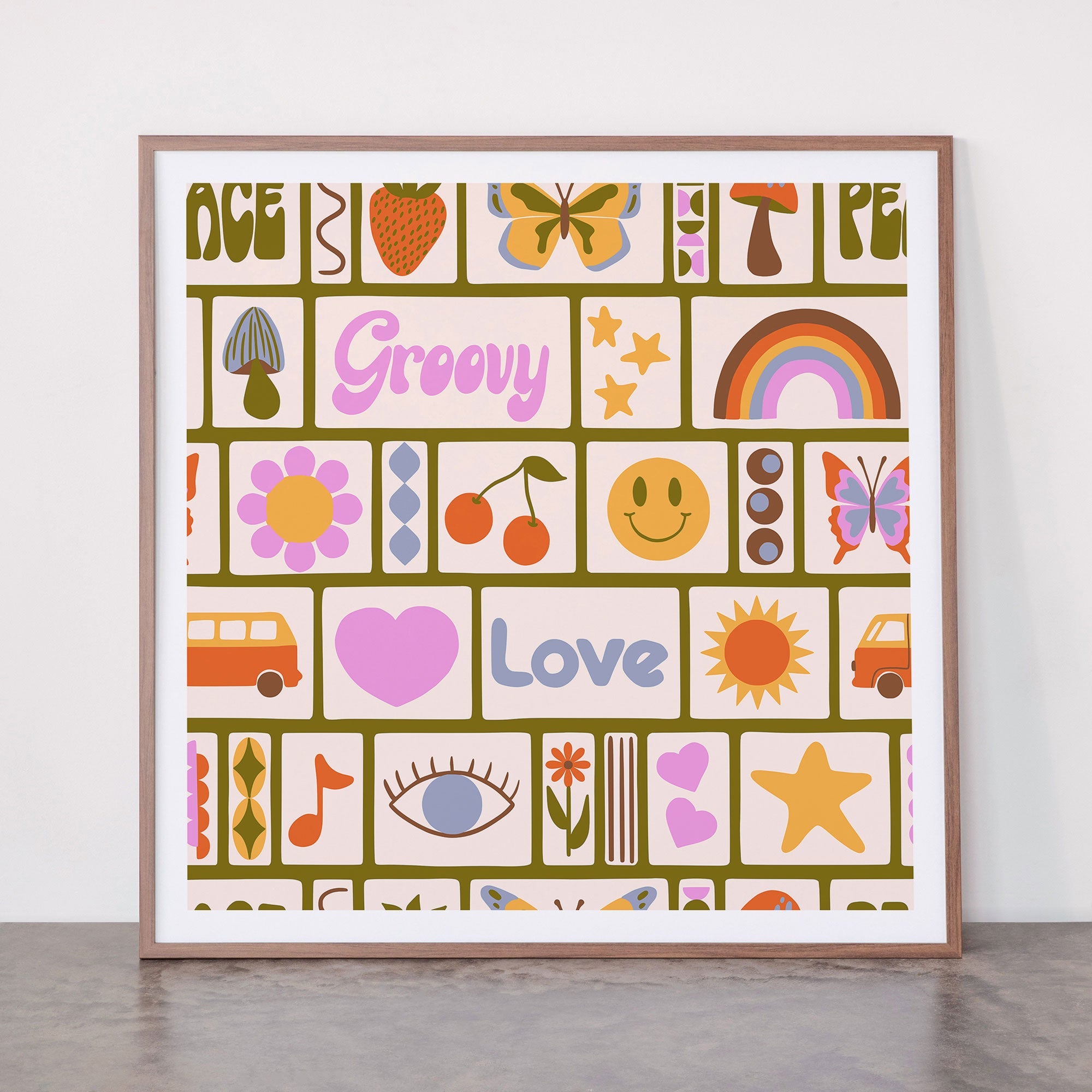 1970s Retro Pop Culture Icons Framed Art Print