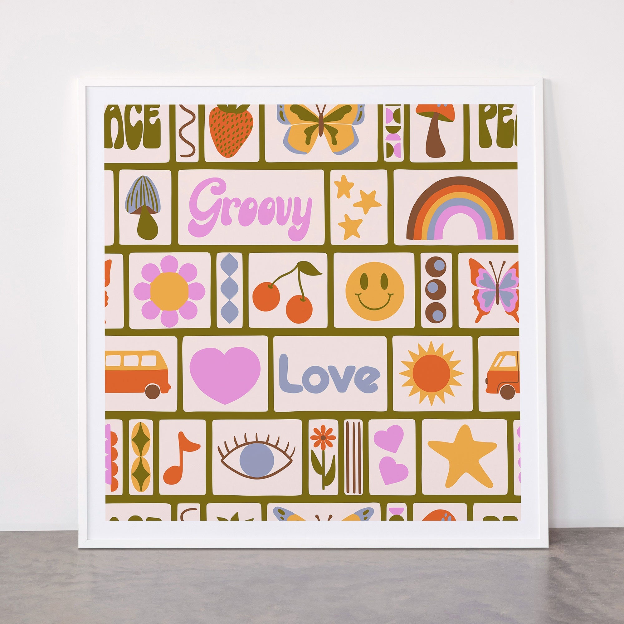 1970s Retro Pop Culture Icons Framed Art Print