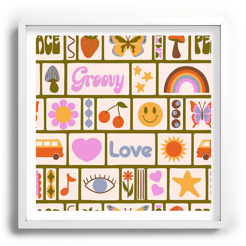 1970s Retro Pop Culture Icons Framed Art Print