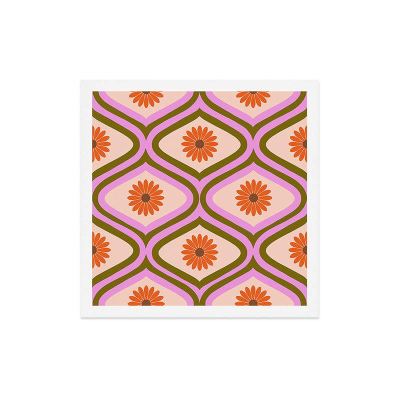 70s Disco Daisy Flower Pattern Art Print