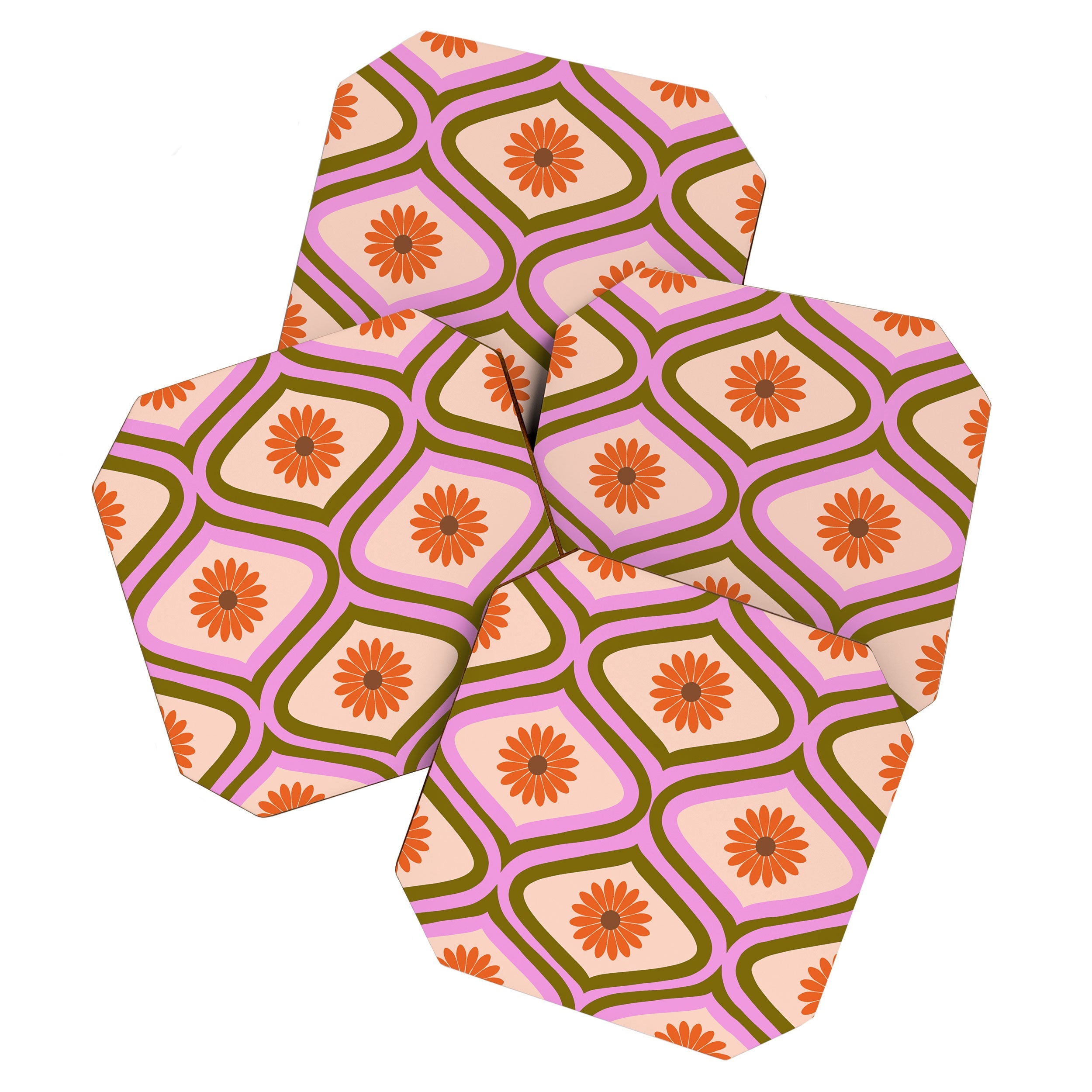 70s Disco Daisy Flower Pattern Coaster