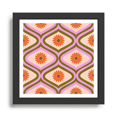 70s Disco Daisy Flower Pattern Framed Art Print