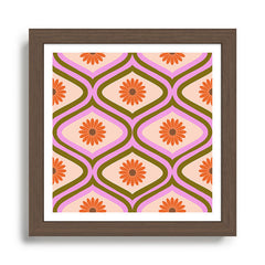 70s Disco Daisy Flower Pattern Framed Art Print