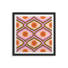 70s Disco Daisy Flower Pattern Framed Art Print