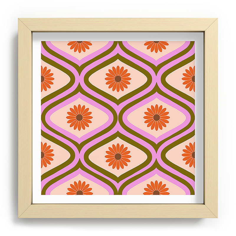 70s Disco Daisy Flower Pattern Framed Art Print