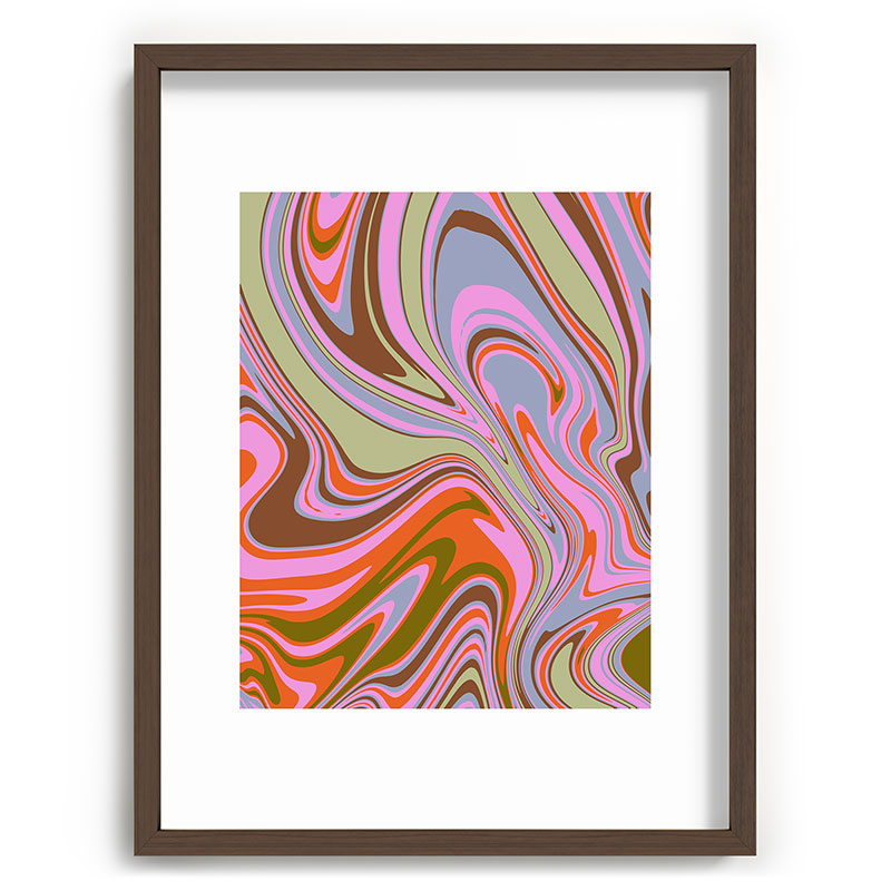 70s Psychedelic Swirl Framed Art Print