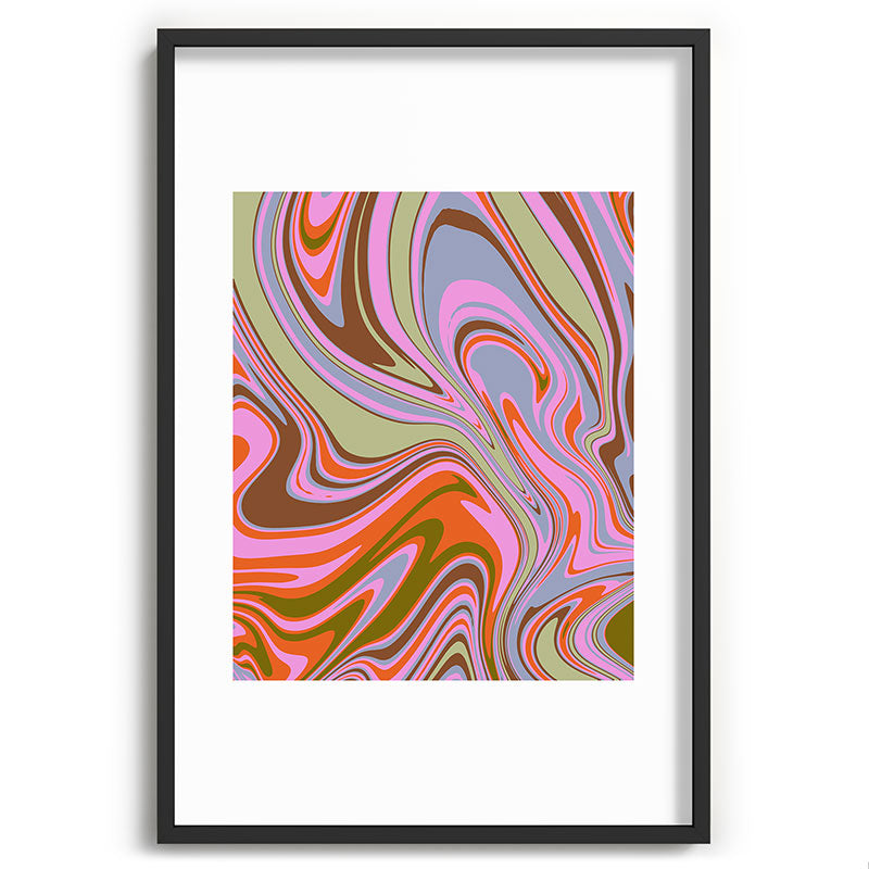 70s Psychedelic Swirl Framed Art Print