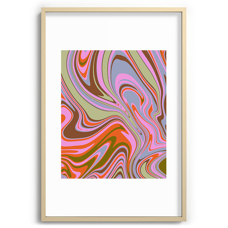 70s Psychedelic Swirl Framed Art Print
