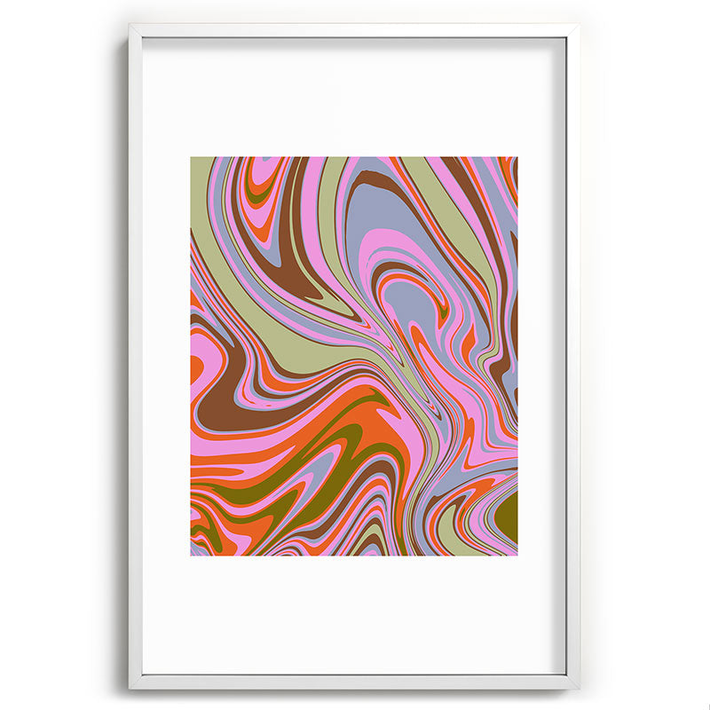 70s Psychedelic Swirl Framed Art Print