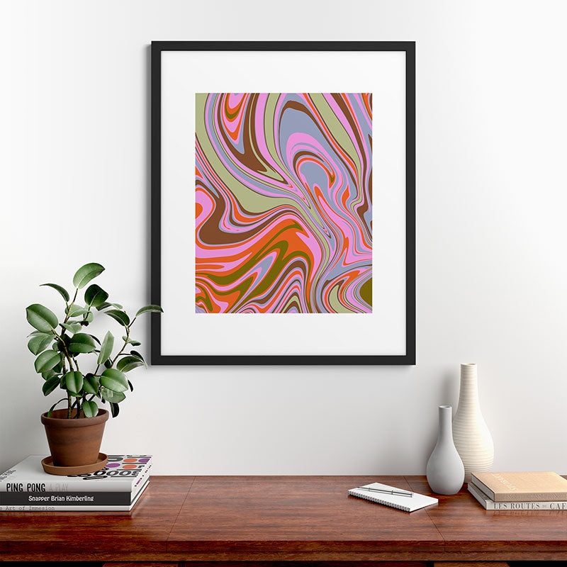 70s Psychedelic Swirl Framed Art Print